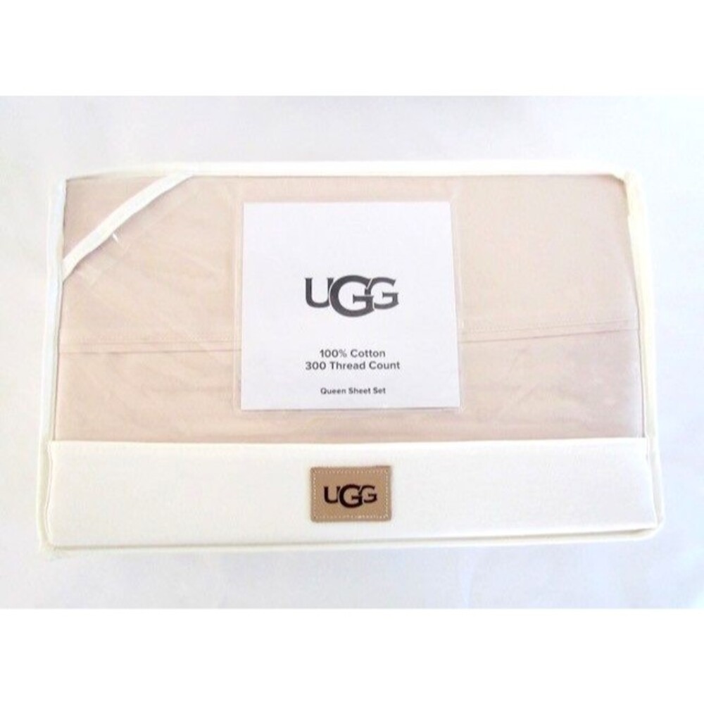 NEW UGG IONA Queen Sheet Set Shell 100% Cotton 300 Ct